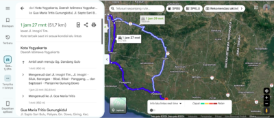 Rute menuju Gua Maria Tritis